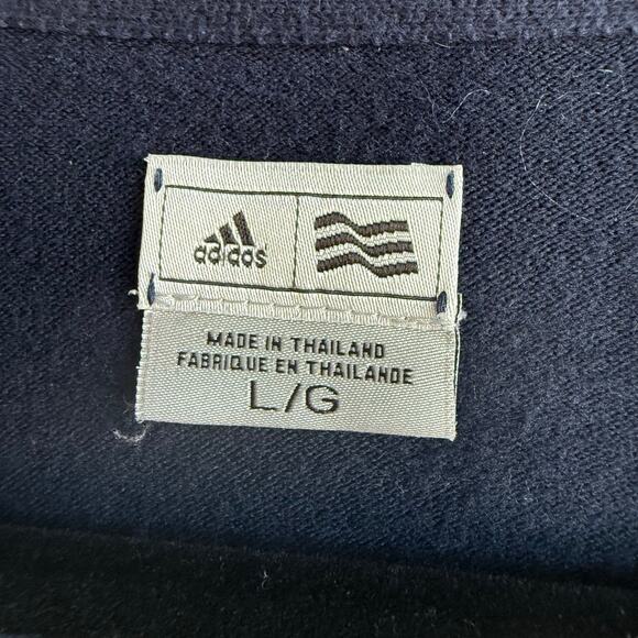 Adidas Sweater Mens L V-Neck Pullover Navy Grid Check Tenniscore Preppy Retro - Picture 3 of 7